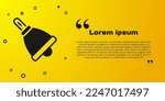 Black Ringing bell icon isolated on yellow background. Alarm symbol, service bell, handbell sign, notification symbol.  Vector