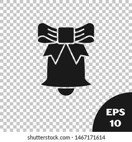 Black Ringing bell icon isolated on transparent background. Alarm symbol, service bell, handbell sign, notification symbol.  Vector Illustration