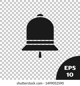 Black Ringing bell icon isolated on transparent background. Alarm symbol, service bell, handbell sign, notification symbol.  Vector Illustration
