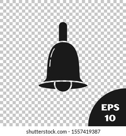 Black Ringing bell icon isolated on transparent background. Alarm symbol, service bell, handbell sign, notification symbol.  Vector Illustration