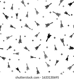 Black Ringing bell icon isolated seamless pattern on white background. Alarm symbol, service bell, handbell sign, notification symbol. Vector Illustration
