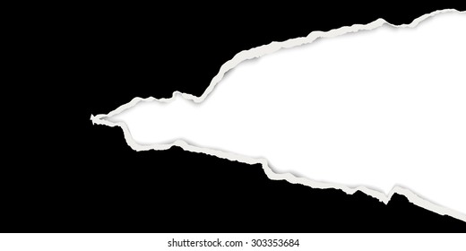 black ripped open paper with white background