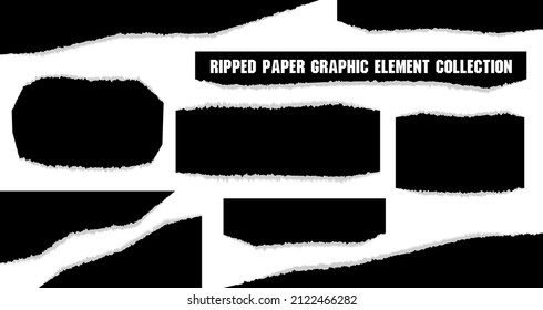 black ripped paper graphic vector element collection for adding text or decorating artwork