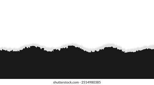 Black Ripped Paper On White Background. Frame. Vector Illustration. Wallpaper. Abstract Banner