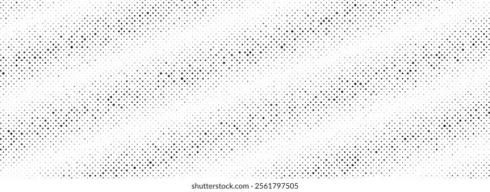 Black rippled grit halftone texture. Grunge dotted striped noise background. Vanishing sandy grain gradation wallpaper. Dot lined gradient pattern. Gritty pixelated comic overlay backdrop. Vector