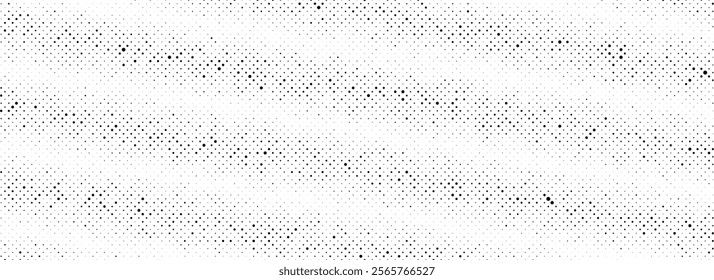 Black rippled grit halftone texture. Grunge dotted noise stripe background. Vanishing sandy grain gradation wallpaper. Dot lined gradient pattern. Gritty pixel comic overlay backdrop. Vector