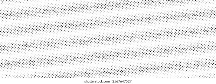 Black rippled grit halftone texture. Grunge dotted noise stripe pattern. Vanishing sandy grain gradation wallpaper. Dot lined gradient background. Gritty pixel comic overlay backdrop. Vector