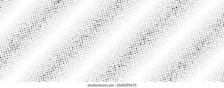 Black rippled halftone background. Grunge dotted striped noise texture. Vanishing sand grain gradation wallpaper. Dot lined gradient pattern. Gritty pixelated comic overlay backdrop. Vector 