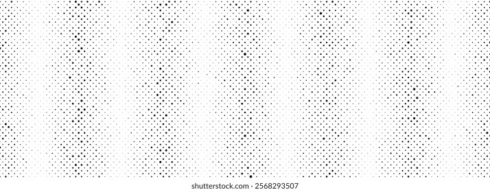 Black rippled sand halftone background. Grunge striped noise texture. Vanishing grain gradation wallpaper. Vertical dotted lined gradient pattern. Gritty pixelated comic overlay backdrop. Vector 