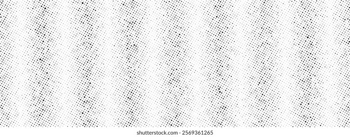 Black rippled sand halftone texture. Grunge striped noise background. Vanishing grain gradation wallpaper. Vertical dotted lined gradient pattern. Gritty pixelated comic overlay backdrop. Vector