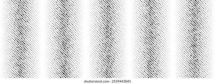 Black rippled striped halftone background. Dotted grunge noise texture. Sandy grain vanishing gradation wallpaper. Dot line gradient pattern. Gritty pixelated comic overlay backdrop. Vector 