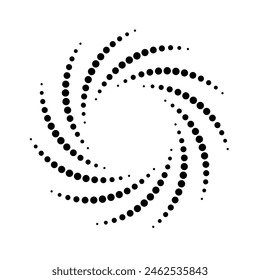 Black rising halftone dots in circle form, vector dotted frame, Circle dots isolated on the white background