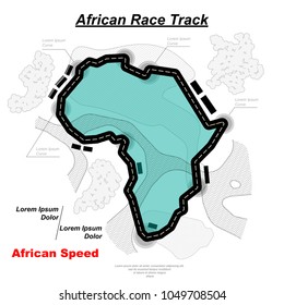 Black road in africa form silhouette isolated on white background