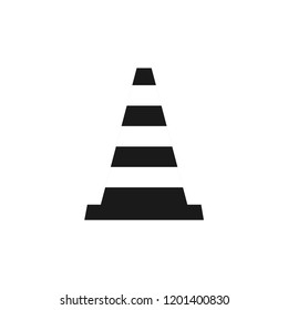 Black road cone icon, on the white background. Flad design. Vector.