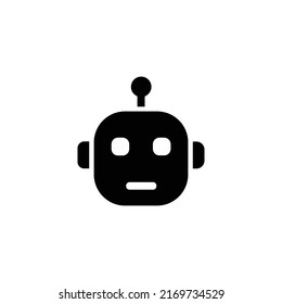 Diseño de iconos de robot negro aislado en fondo blanco