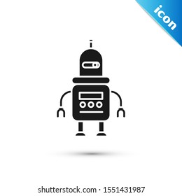 Black Robot icon isolated on white background.  Vector Illustration