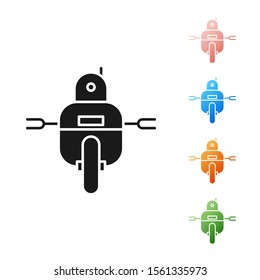 Black Robot icon isolated on white background. Set icons colorful. Vector Illustration