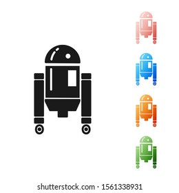 Black Robot icon isolated on white background. Set icons colorful. Vector Illustration