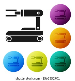 Black Robot icon isolated on white background. Set icons colorful circle buttons. Vector Illustration