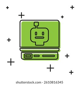 Black Robot icon isolated on white background. Artificial intelligence, machine learning, cloud computing.  Vector