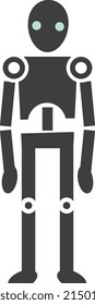 Black robot icon.  Mechanical man