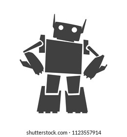 black robot on white background vector art