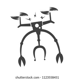 black robot on white background vector art