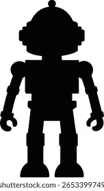 Black Robot Silhouette Vector - Futuristic Android Figure for Technology, AI, Science Fiction, and Toy Designs