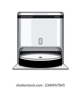 black robot vacuum cleaner cartoon. woman household, floor room, house automate black robot vacuum cleaner sign. isolated symbol vector illustration