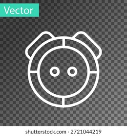 Black Robot vacuum cleaner icon isolated on transparent background. Home smart appliance for automatic vacuuming, digital device for house cleaning.  Vector