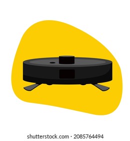 Black robot vacuum cleaner in modern style isolated on white background