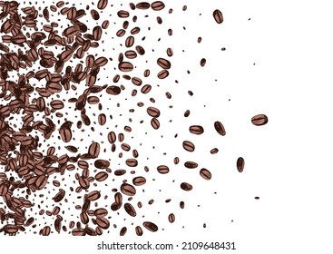 Black Robusta Organic Vector White Background. Sketch Seed Frame. Dark Roasted Grain Banner. Abstract EspressoCoffee Poster.
