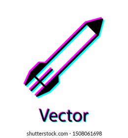 Black Rocket icon isolated on white background.  Vector Illustration
