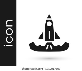 Black Rocket icon isolated on white background.  Vector