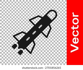 Schwarzes Raketensymbol einzeln auf transparentem Hintergrund.  Vektorgrafik