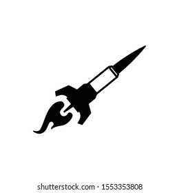 Black rocket icon on white background