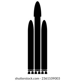 Black rocket icon on white background.