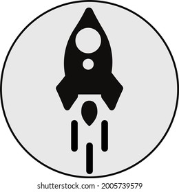 Black rocket icon. Vector simple silhouette of rocket.