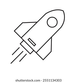 Black Rocket line icon isolated on white background.  vector icon.
eps 10.