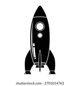 Schwarzes Raketenschiff Symbol, Symbol der Innovation Vektor, Illustration