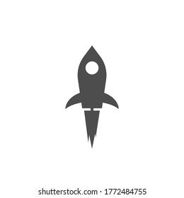 black rocket spaceship vector icon