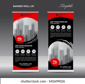 Black Roll Up Banner Template Vector, Flyer, Advertisement, Poster, Display, Pull Up Design