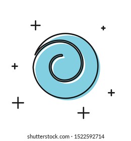 Black Roll bun with cinnamon icon isolated on white background. Bakery products.  Vector Illustration