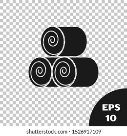 Black Roll of hay icon isolated on transparent background.  Vector Illustration
