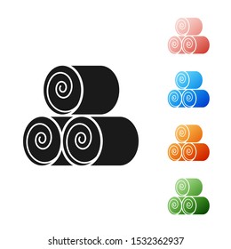 Black Roll of hay icon isolated on white background. Set icons colorful. Vector Illustration