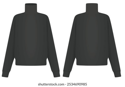Camisa de cuello redondo negra. Ilustración vectorial