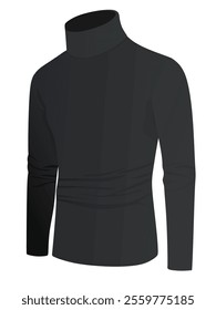 Black  roll neck shirt. vector illustration