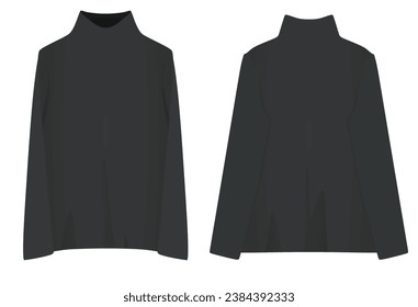 Black  roll neck sweater. vector illustration