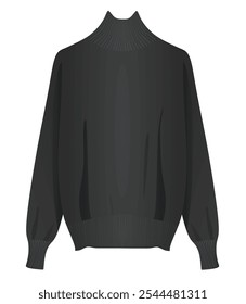 Black roll neck sweater. vector illustration