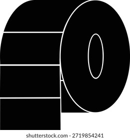 Papel adesivo de rolo preto para código de barras no fundo branco